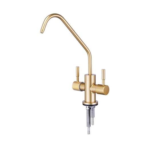 Robinet de purificateur d'eau double sortie en acier inoxydable or brossé B