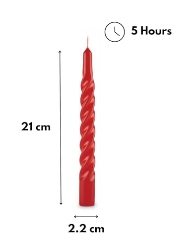 Cereria di Giorgio Risthò Bougies Tortillon Laqué, Cire de Paraffine, Rouge, 2,2 cm, 3 unités – vue 3