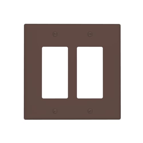 Wmhusu Outlet Covers Dark Brown 2 Gang Light Switch Cover Double Rocker Usb Dimmer Wall Plate Decorative GFCI Receptacle Electrical Switchplate for Bathroom Bedroom Home Decor