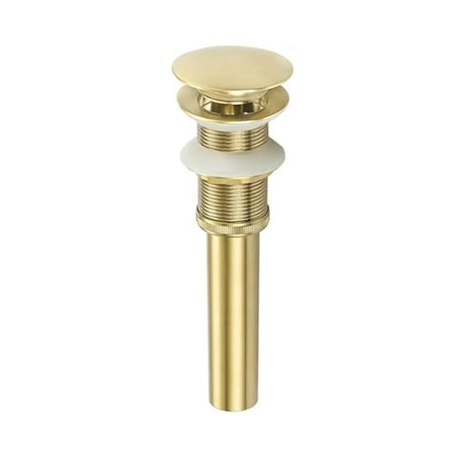 Desagüe Emergente para Lavabo Tubo de Drenaje for Fregadero Lavabo, Tubo emergente for Color Dorado Cepillado con y sin desbordamiento(Drain Without Hole)