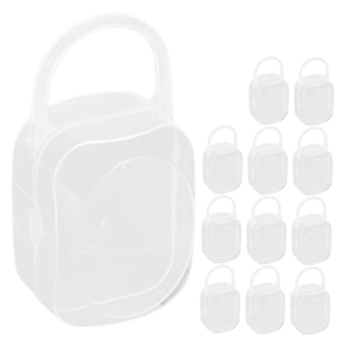 BESPORTBLE 12pcs Portable Pacifier Case Clear Storage Box for Travel Reusable Plastic Pacifier Holder with Wide Mouth Design for Organizing Diaper Bags