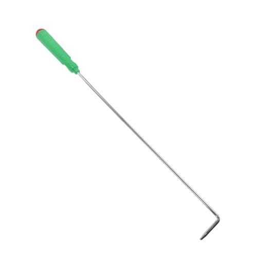 jojofuny Tisonnier de Cheminée 33 CM en Fer Résistant à la Chaleur Poignée Verte Antidérapante Outil pour Foyer Extérieur et Feu de Camp Accessoire Polyvalent pour Camping et Barbecue