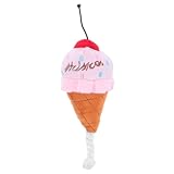 Lovely Plush Ice Cream Dog Toy with Squeaker Safe Chew Toy for Puppies for Interactive Play and Relief for Dogs of All Breeds Pink