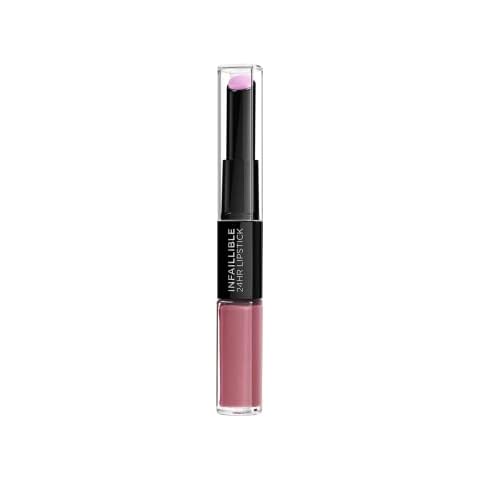 L'Oreal Paris Lippen Make-up Infaillible Lippenstift, 214 Raspberry for Life/Liquid Lipstick für 24 Stunden volle Lippen mit feuchtigkeitsspendendem Lippenpflege - Balsam Cover