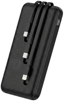 Power Bank 10000mAh Portátil com Cabos Embutidos Lightning, USB-C...