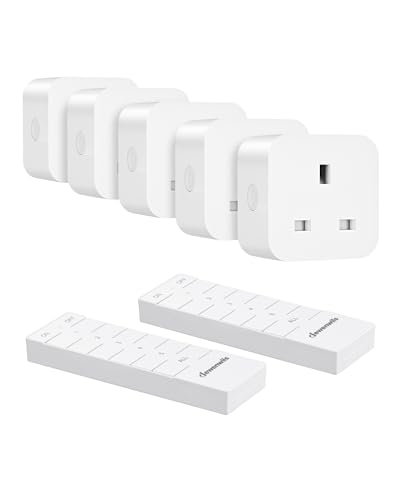 DEWENWILS Remote Control Sockets, 13A 3120W Heavy Duty Wireless On Off Power Switch, 30M/100FT Control Range, Remote Plug for Vacs, 2 Remotes+5 Sockets