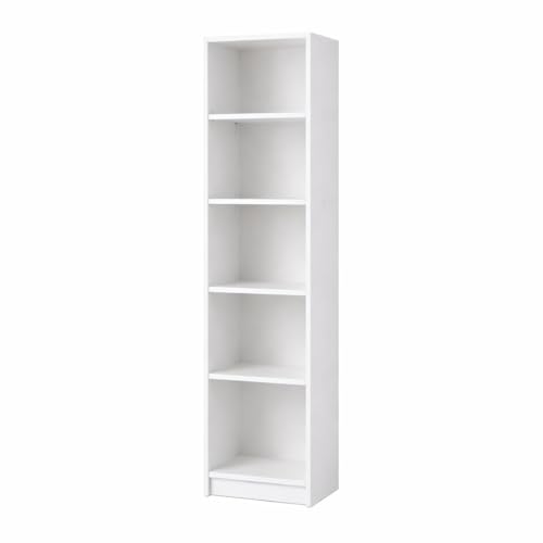 Arrocco Bibliotheque étroite 50x31x183cm, Meuble bibliotheque Blanc, Etagere Rangement 5 Niveaux, Colonne Rangement Moderne, Etagere bibliothèque Ouverte...