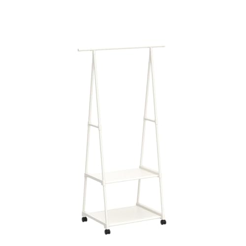 Lukzer A-Shape MGR-010/White Garment Rack | Metal Clothes Hanging Stand with 2 Bottom Shelves, Portable Closet Organizer for Bedroom, Heavy Duty Clothing Storage Rack for Living Room,160x55x42cm