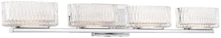 Minka Lavery 2004-77-L Sparren Clarity Glass LED Bath Vanity Wall Mount, 4-Light 32 Watt, 5" H x 35" W, Chrome