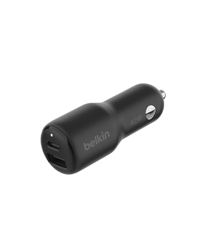 Belkin BoostCharge 42W Dual Port Fast Car Charger, USB-C & USB-A