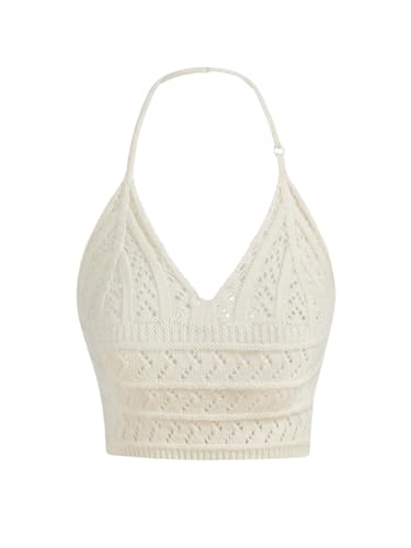 Floerns Girl's Y2k Knit Sweater Vest Sleeveless Halter Neck Cute Pullover Tops