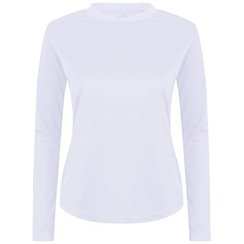 Athletic Sportswear Ladies Long Sleeve Running Top Active Gym Base Layer Sports Fitness Yoga T-Shirt Workout Shirt (8, White) Cover