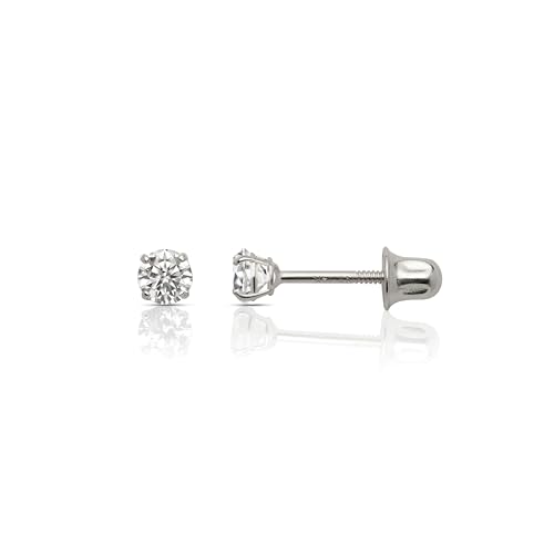 Image of Olivia's Collection 14k White or Yellow Gold Solitaire Round Cubic Zirconia Stud Earrings (2.0-7.0mm), For a Woman, Man, and Teen