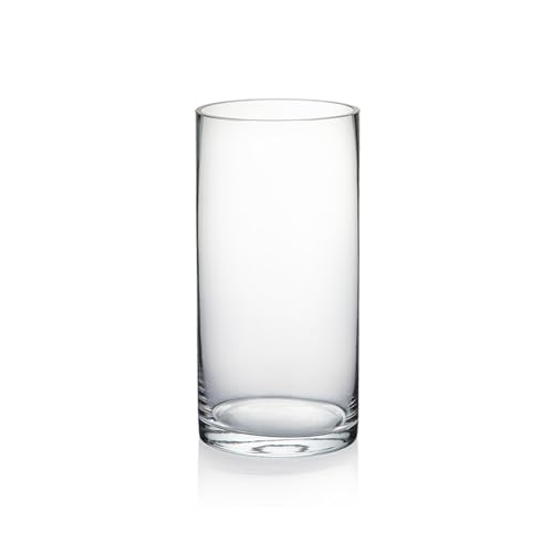 WGV Cylinder Vase, 4" W x 8" H, Floral Container, Glass Candle Holder Centerpiece Planter Terrarium for Wedding Party Event, Home Office Decor, Clear, 1 Piece