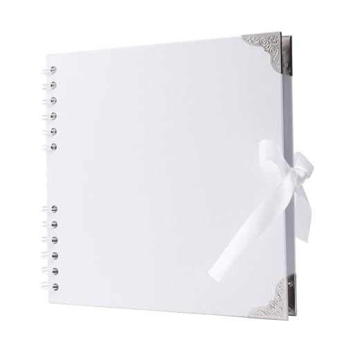 SHUBEIEUMI Álbum de Fotos Scrapbook, Álbum de Fotos Scrapbooking DIY 19.5x19.5 cm Papel Kraft Rígido, De 30 Páginas Albumes De Recortes, para Anniversary Cumpleaños(Blanco)