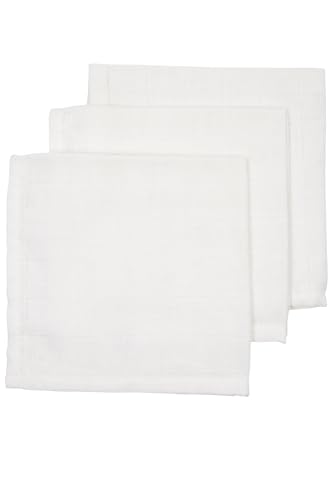Meyco 457000 3er-Set Musselinhandtücher aus 100% Baumwolle Weiß 30 x 30 cm