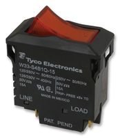 TE CONNECTIVITY/Potter & BRUMFIELD W33-S4B1Q-15 Circuit Breaker, Thermal, 2P, 250V, 15A