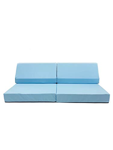Foamnasium Blocksy Mini Indoor Foam Playset 3 Piece Soft Toddler and Kids Active Play Couch for Crawling Climbing Fort Building and Jumping Made in The US Baby Blue