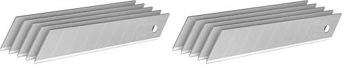 Stanley 0-11-718 Lot De 10 Lames De Cutter 18 Mm - Gamme Fatmax Plus Résistant - Traitement Induction Et Thermique - Plus Tranchant - Résistant - Lames À 8 Éléments Sécables