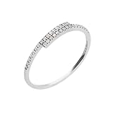 Homxi Anillos Mujer de Oro Blanco 18 Kilates Alianzas, Redondo Simple con Diamante de 0,09 ct, Anillos Eternidad Mujer Plata, Talla 23(63mm)