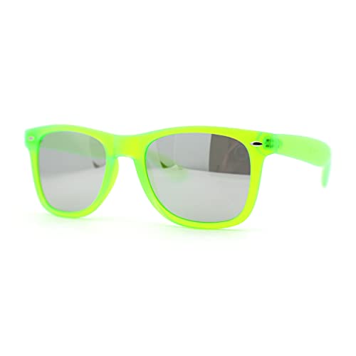Matte Frost Neon Iconic Hipster Horn Rim Silver Mirror Sunglasses