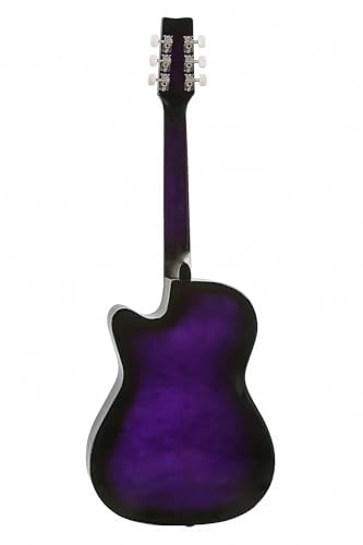 Image of Intern 38 Inch Acoustic Guitar for Beginners with Bag, Strap, Strings, Picks & String Winder | Cutaway Design | Steel String Guitar for Kids & Adults. (Purple)