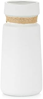 White Ceramic Flowers Vase for Pampas Grass, Hewory Modern Elegant Decorative Matte Vase for Artificial Fake Flower Plant Rose, Home Living Room Bedroom Decor 22cm