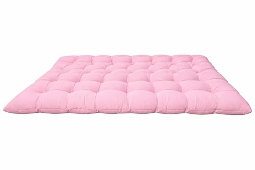 Image of ATOOTFUSION Soft Cotton Quilt | Foldable Light Weight Filled Single Firm Cotton Quilt Mattress| Gadda (Solid Coloured, 2 Sleeping Capacity, 5 x 6 ft or 72 x 60 Inches Queen) (Pink)