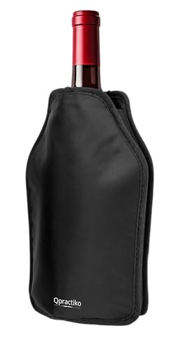 Qpractiko | Enfriador de vino/cava | Nailon negro, gel refrigerante, reutilizable | Ligero y portátil | Mantiene la temperatura sin hielo - imagen 6
