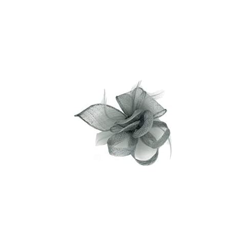 Finecy In -Women's Party Flower Feather Wedding Hat Fascinator Brooch Clip Royal Ascot Formal Party Dress Light Grey Cover