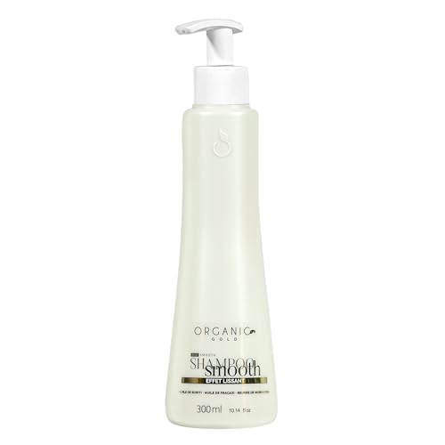 Organic Gold Champú Profesional Smooth 300ml - Limpieza suave, sin sal - Hidratación, brillo y disciplina - Cabello Tratado, Alisado o seco