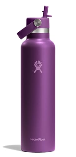 Image of Hydro Flask Water Bottle - Insulated Stainless Steel - Straw Lid, Non Spill, Leakproof in 24 Oz Beachplum Purple