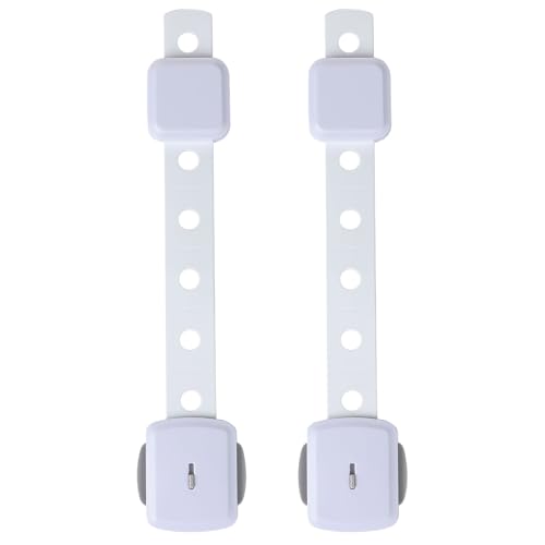 Image of Fursafe&Q Cabinet Locks Baby Proofing, Baby Drawer Safety Locks -Adhesive Child Safety Lock Straps Adjustable Door Latch for Fridge Toilet Oven No Drill Furniture Kitchen Lock