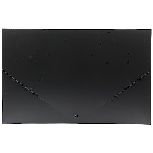 JAM PAPER Plastic Portfolio with Snap Closure - Large - 11 x 17 x 3/4 - Black - Sold Individually