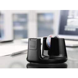 tesa tesafilm Tischabroller Compact - Klebebandspender mit Anti-Rutsch-Boden für sicheren Halt - inkl. 1 Rolle tesafilm kristall-klar 10 m x 15 mm - Schwarz