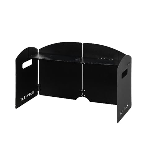 MoSundi Parabrisas plegable de acero para camping, quemador resistente al viento de 3 lados con bolsa de almacenamiento portátil, compatible con estufas de gas, 4 placas, color negro