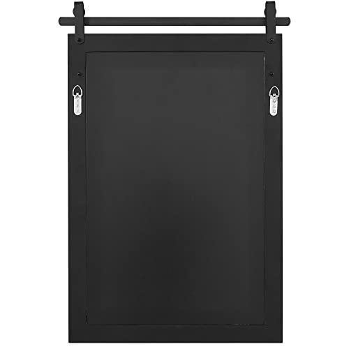 Kartoosh Black Farmhouse Mirror Barn Door Style Rectangle Solid Wood Frame Wall Mirror Rustic Decorative Mirror For Bathroom thumb #6