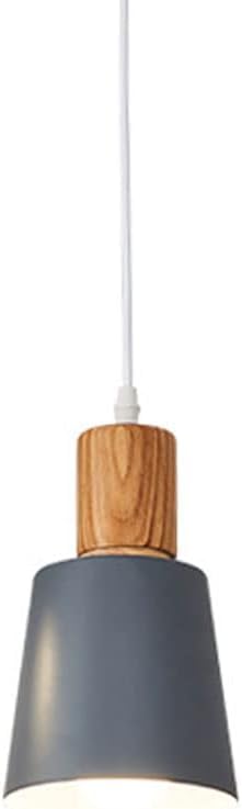 Lustre nordique ajustable pour îlot de cuisine suspension moderne bois et métal gris