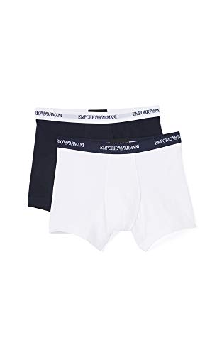 Emporio Armani Knit 2 Pack - Boxer - Uni - Homme - Multicolore (Bianco/Marine) - Medium (Taille Fabricant: M)