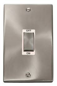 Scolmore White Click Deco Vpsc502wh Satin Chrome 'Ingot’ 45A 2 Gang Single Cooker Switch Insert