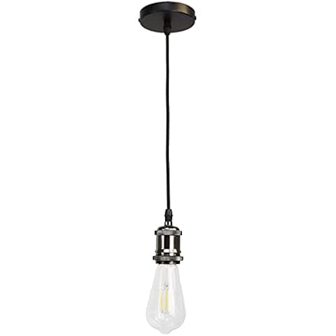 Hudi Fyier E27 Vintage Retro Pendant Light Chandelier Antique Edison Lamp Base 110-250V Copper Socket Adapter (Pearl Black) Cover