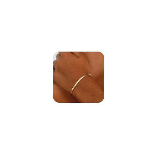 Bracelet for Women - Dainty Stack Bracelets Trendy Adjustable 14K Gold Plated Thin Paperclip Bead Box Satellite Figaro Cuban Link Chain Bracelet Set for Women Waterproof Jewelry Gift