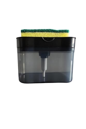 Image of 2-in-1 Soap Dispenser for Dishwashing - Liquid Holder Pump with Instant Refill, Durable & Efficient Kitchen Washing Accessory, Easy One-Hand Use (Pack of 1) (Black)