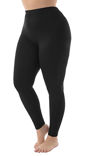 ZERDOCEAN Women's Plus Size Modal Lightweight Full Length Leggings Black 4X
