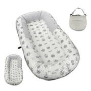 Baby Lounger with Canopy, Portable & Foldable Baby Lounger for Newborn 0-12 Months, Removable Infant Lounger & Baby Play Mat, Lightweight Baby Nest for Home & Outdoor Use(Grey Crown)