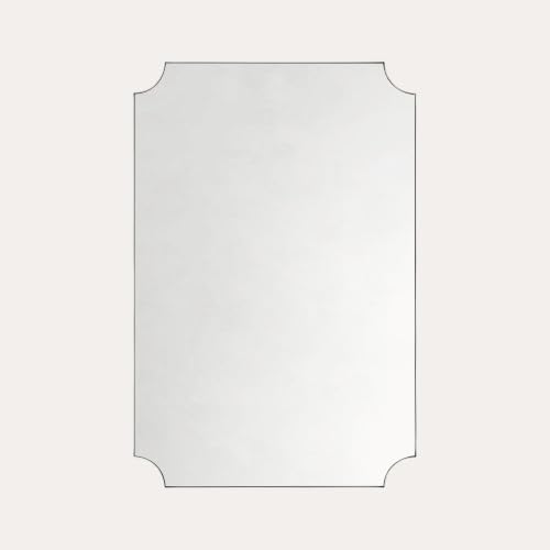 Image of TEHOME Brushed Nickel Scalloped Bathroom Mirrors, 24x36'' Silver Metal Framed Vanity Mirror for Bathroom