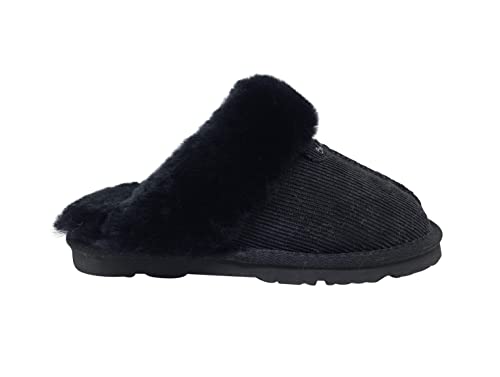 Bearpaw Loki Ii 2 - Women's Sheepskin Slippers Black Corduroy - 6 Medium4