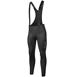 [サンティック] 秋冬 メンズ 防寒ビブパンツ サイクルパンツ 裏起毛 5～15℃ 高弾性 自転車用 サイクリングウェア ロードバイク用（ブラック S）