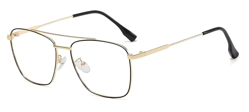Image of Roshfort Eyewear Zero Power Blue Cut & Antiglare Computer Square Eyeglasses | Men & Women | Medium - Pack Of 1