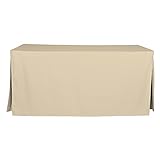 Tablevogue Premium Full Length Fitted Reusable Event Tablecloth, 6-Foot, Natural Beige